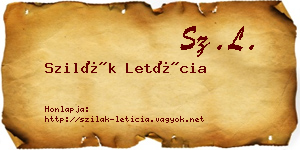 Szilák Letícia névjegykártya